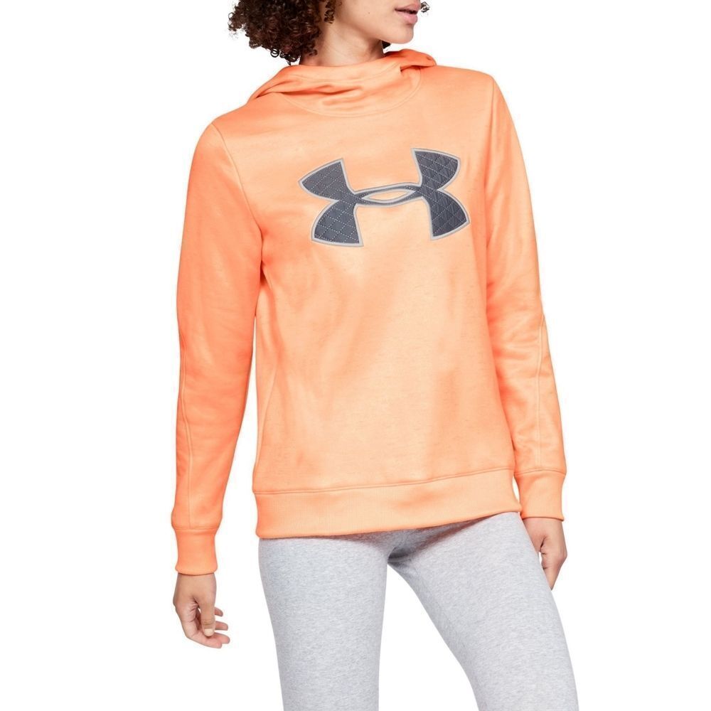 New! UNDER ARMOUR Big Logo Fleece Hoodie Sweatshirt Sweater Orange Size Small